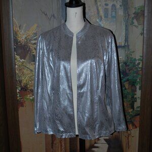 Beautiful Silver Snakeskin Jacket by Chico's - Size 2 (L/XL)